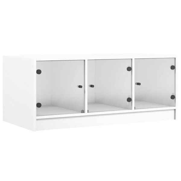 vidaXL Tavolino da Salotto con Ante in Vetro Bianco 102x50x42 cm