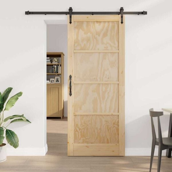 vidaXL Porta scorrevole ORKDAL Marrone 86 x 211 cm Pino massello