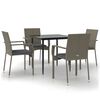 vidaXL Set da Pranzo Giardino 5pz Nero e Grigio con Cuscini Polyrattan