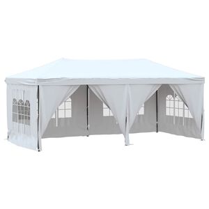 vidaXL Tenda per Feste Pieghevole con Pareti Laterali Bianco 3x6 m