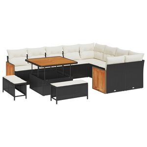 vidaXL Set Divano da Giardino con cuscino 12 pcs Nero e Crema