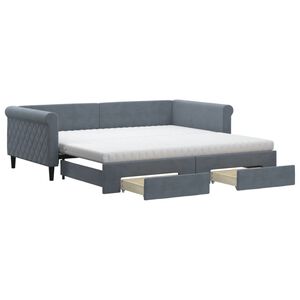 vidaXL Divano Letto Estraibile Cassetti Grigio Scuro 100x200cm Velluto