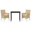 vidaXL Set da Pranzo per Giardino con cuscino 3 pcs Beige polyrattan