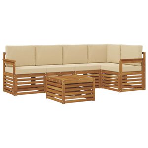 vidaXL Set divano sezionale con cuscino 6 pcs Naturale e Beige