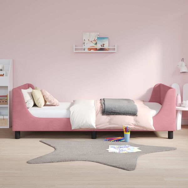 vidaXL Struttura letto bambini con testata Rosa 90 x 190 cm Velluto