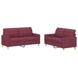vidaXL Set di Divani 2 pz con Cuscini Rosso Vino in Tessuto