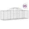 vidaXL Cesti Gabbioni ad Arco 5 pz 200x50x60/80 cm Ferro Zincato