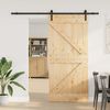 vidaXL Porta Scorrevole con Set Hardware 90x210 cm Legno Massello Pino