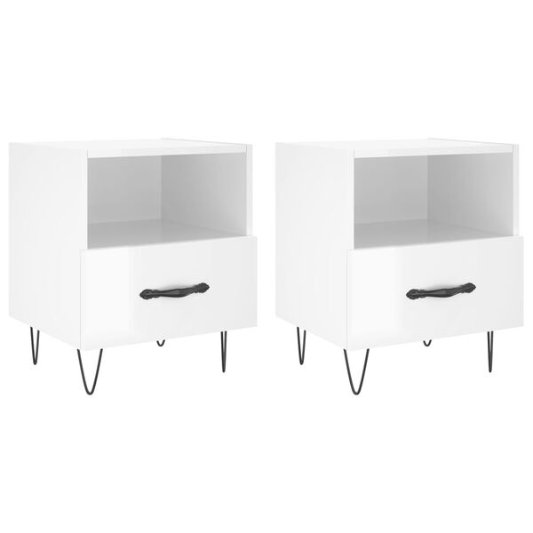 vidaXL Comodini 2 pz Bianco Lucido 40x35x47,5 cm in Legno Multistrato