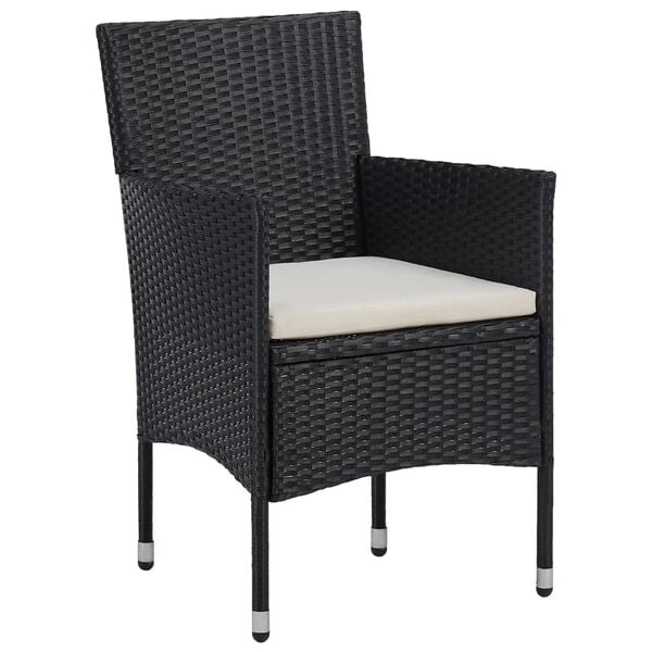 vidaXL Set da Bistrot per Giardino 3 pz in Polyrattan e Vetro Nero