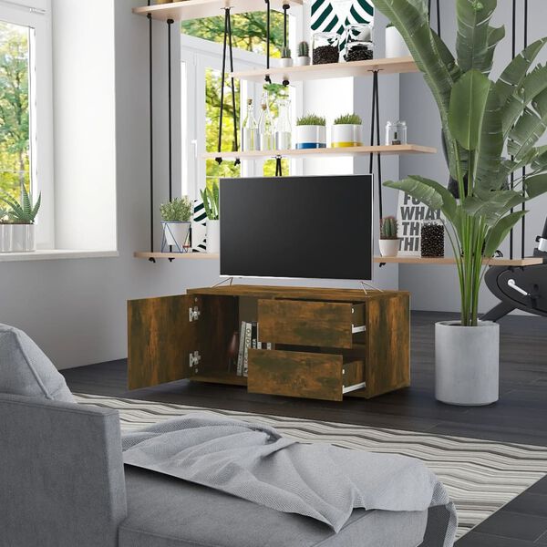 vidaXL Mobile Porta TV Rovere Fumo 80x34x36 cm in Legno Multistrato