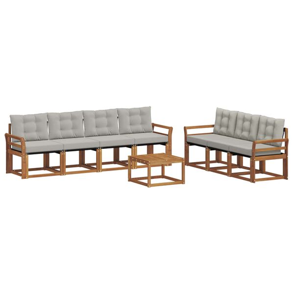 vidaXL Set di divani da esterno 8 pcs Grigio Naturale e Chiaro