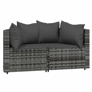 vidaXL Divani Angolari da Giardino con Cuscini 2pz Polyrattan Grigio
