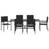 vidaXL Set da Pranzo per Giardino 7 pcs Nero polyrattan