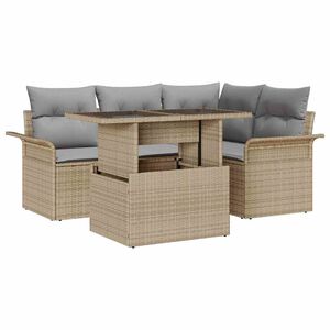 vidaXL Set Divano da Giardino con cuscino 5 pcs Beige Poly Rattan