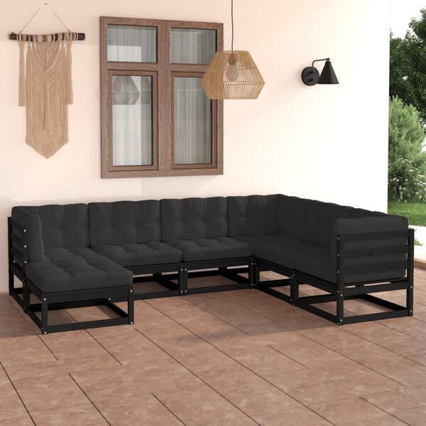 vidaXL Set Salotto Giardino 7 pz Cuscini Antracite Legno Massello Pino