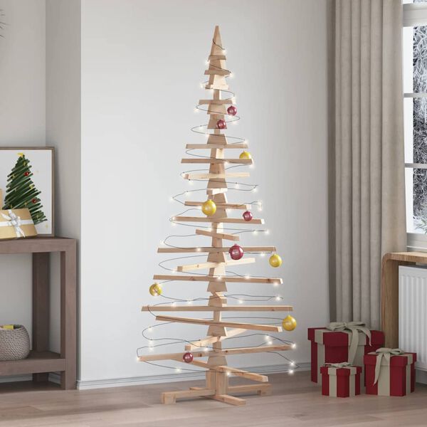 vidaXL Albero di Natale Decorativo in Legno 180 cm Legno Massello Pino