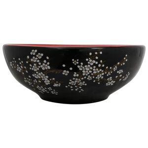 vidaXL Lavabo da Appoggio Nero e Rosso Rotondo &Phi;41x14 cm Ceramica
