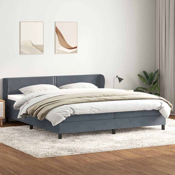 vidaXL Giroletto a Molle con Materassi Grigio Scuro 180x210 cm Velluto
