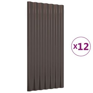vidaXL Pannelli Tetto 12pz Acciaio Zincato Marrone 80x36 cm