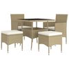 vidaXL Set da Pranzo per Giardino 5 pz in Polyrattan Beige