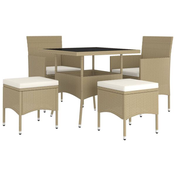 vidaXL Set da Pranzo per Giardino 5 pz in Polyrattan Beige