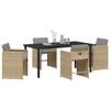 vidaXL Set da Pranzo per Giardino con cuscino 5 pcs Beige polyrattan