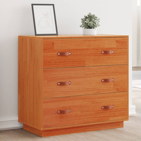vidaXL Credenza Marrone Cera 80x40x75 cm in Legno Massello di Pino
