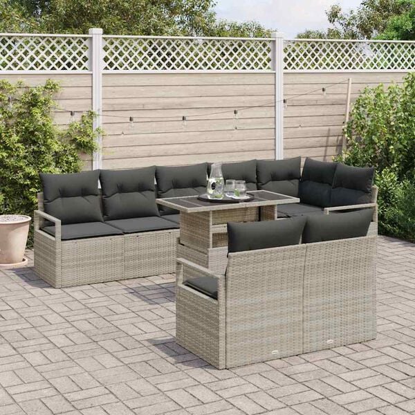 vidaXL Set Divano da Giardino 9 pcs Grigio chiaro polyrattan