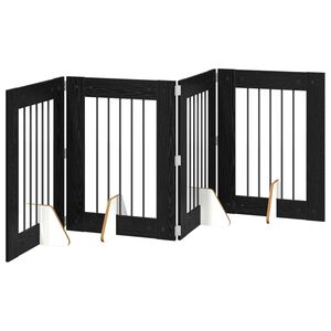 vidaXL Cancello per cani pieghevole con supporti 4 pz Rovere Nero