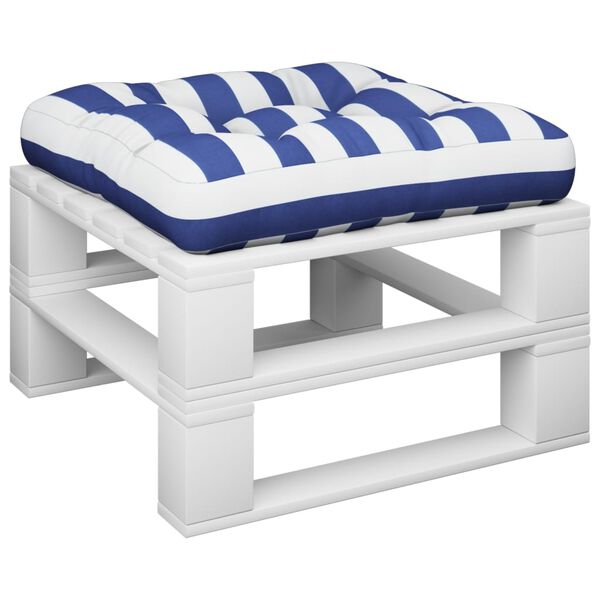 vidaXL Cuscino per Pallet Strisce Bianche e Blu 60x60x12 cm in Tessuto