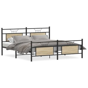 vidaXL Giroletto senza Materaso in Metallo Rovere Sonoma 160x200 cm