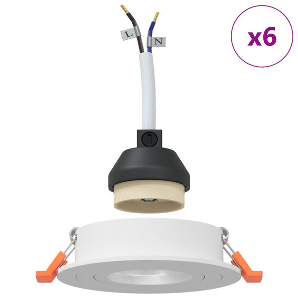 vidaXL Spotlights con i riflettori 6 pcs Bianco 9 x 9 x cm Alluminio