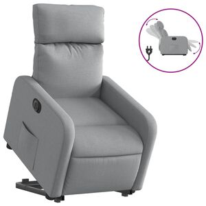 vidaXL Poltrona Reclinante Alzapersona Elettrica Grigio Chiaro Tessuto