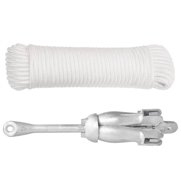 vidaXL Ancora Pieghevole con Corda Argento 6 kg Ghisa Zincata a Caldo