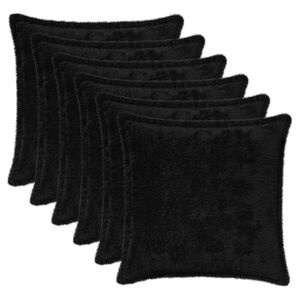 vidaXL Federa 6 pz HOUTEN Nero 30 x 30 cm Pelliccia di Coniglio Finta