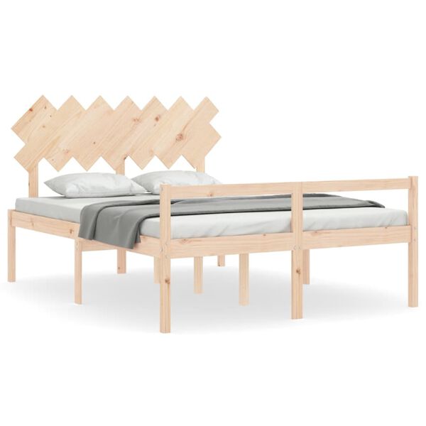 vidaXL Letto per Anziani con Testiera 140x190 cm in Legno Massello