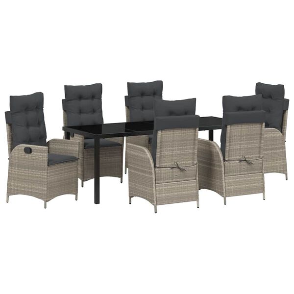 vidaXL Set da Pranzo per Giardino 7 pcs Grigio chiaro polyrattan