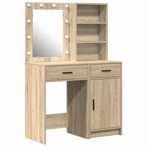 vidaXL Set da tavolo da trucco con LED con porta 2 pcs Rovere Sonoma