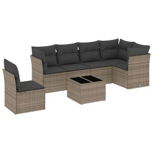 vidaXL Set Divani da Giardino 7 pz con Cuscini Grigio in Polyrattan