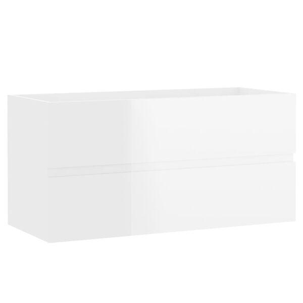 vidaXL Mobile Lavabo Bianco Lucido 90x38,5x45 cm in Legno Multistrato