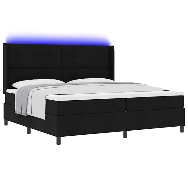 vidaXL Letto a Sorgente LED con materasso Nero 200 x 200 cm Tessuto