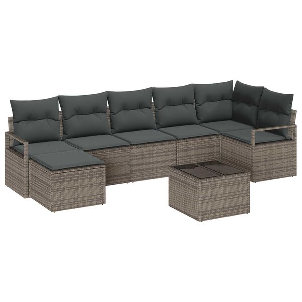 vidaXL Set di divani con cuscino 8 pcs Grigio chiaro polyrattan