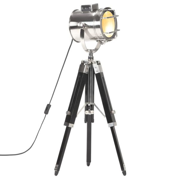 vidaXL Lampada a Treppiede a Pavimento Nera in Legno di Mango 69 cm