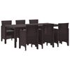 vidaXL Set da Pranzo per Giardino 7 pz Marrone Polipropilene