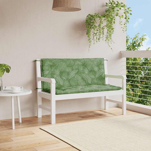 vidaXL Cuscini Panca Giardino 2 pz Motivo a Foglie 120x50x7 cm Tessuto