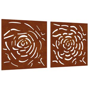 vidaXL Decorazioni Muro Giardino 2 pz 55x55 cm Rosa in Acciaio Corten