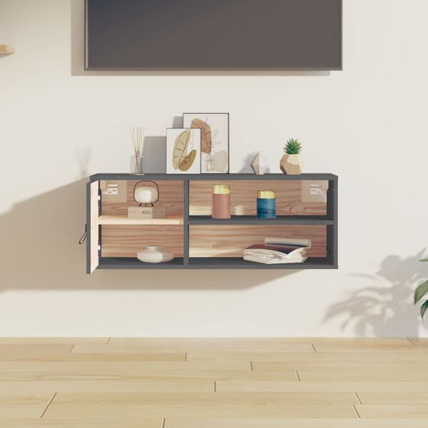 vidaXL Pensile Grigio 80x30x30 cm in Legno Massello di Pino