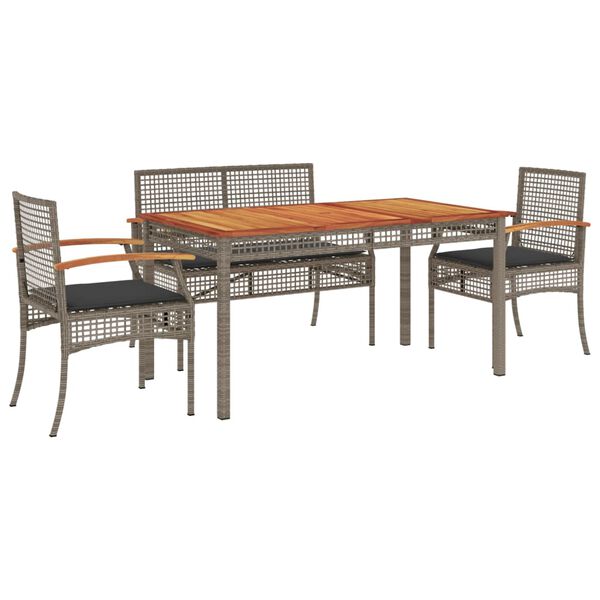 vidaXL Set da Pranzo da Giardino 5 pz con Cuscini in Polyrattan Grigio