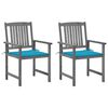 vidaXL Sedie da Giardino con Cuscini 2 pz in Massello di Acacia Grigio